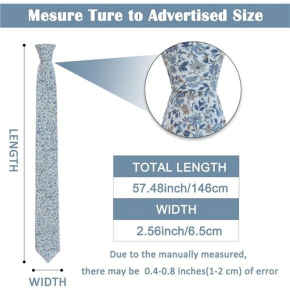 Men Skinny Floral Cotton Tie Slim Wedding Groomsmen Necktie for Formal Events - Picture 6 of 7